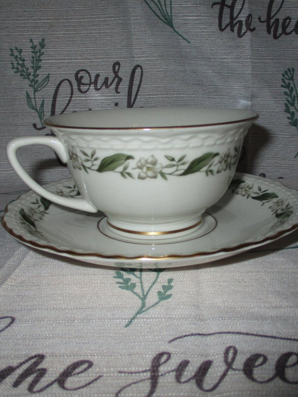 2 - Vogue Fine China Footed Cup & Saucer Gardenia or Magnolia
